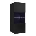 Nástěnná skříňka s LED osvětlením PAVO 117x45 cm lesklá černá