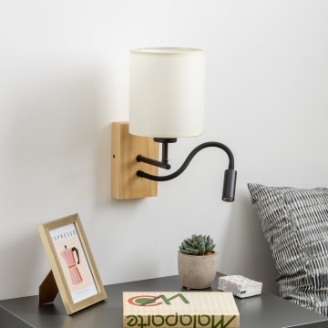 Brilagi - LED Flexibilní nástěnná lampa NUBILA WOOD 1xE27/25W/230V + LED/3W dub/černá/krémová