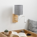 Brilagi - LED Flexibilní nástěnná lampa NUBILA WOOD 1xE27/25W/230V + LED/3W dub/šedá