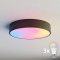 Brilagi - LED RGBW Stmívatelné stropní svítidlo CLARE 3xE27/9W/230V 2700-6500K pr. 40 cm Wi-Fi černá