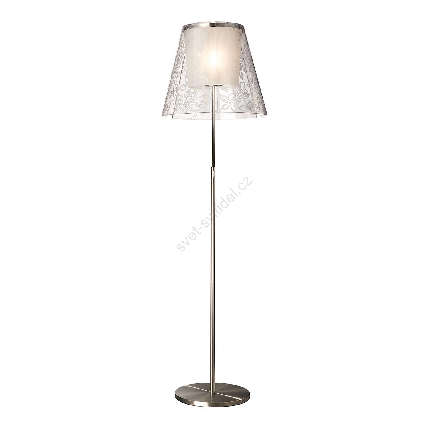 Stmívatelní stojací lampa AMPLUS matný chrom/čirá
