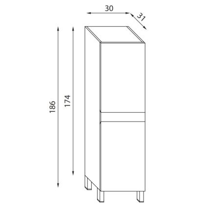 Koupelnová skříňka KENWOOD 186 cm dub