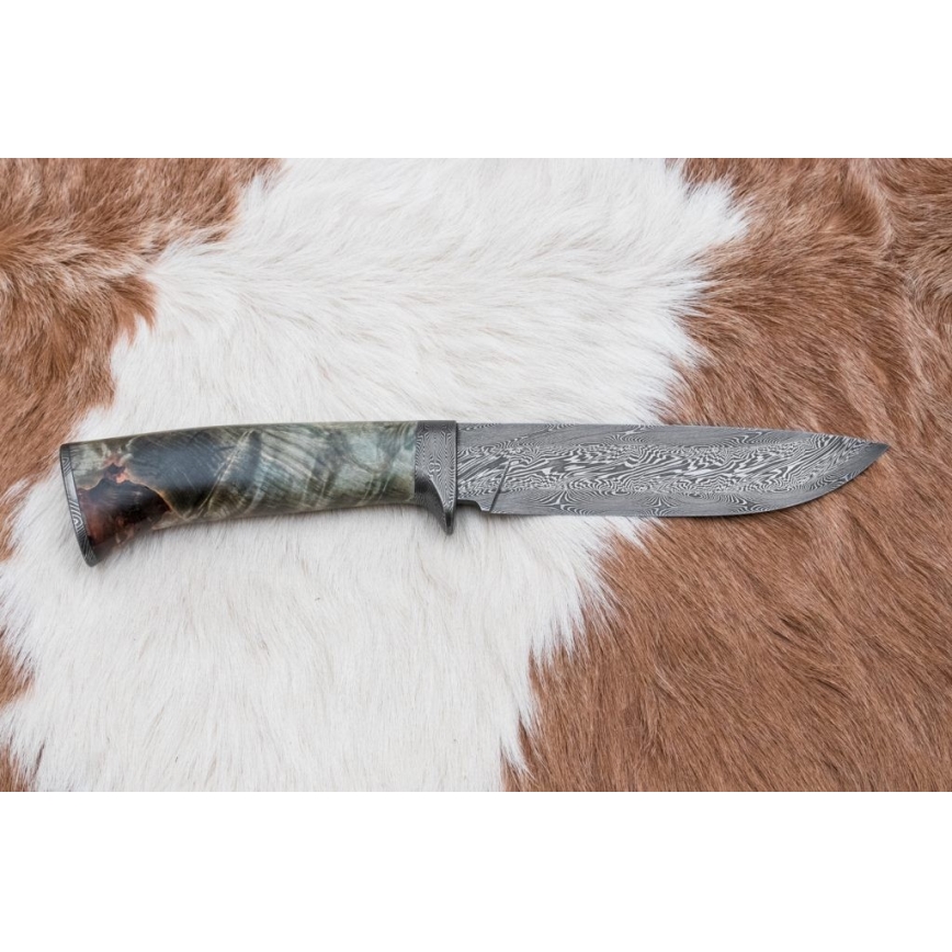 Lovecký damaškový nůž 14 cm kaštan