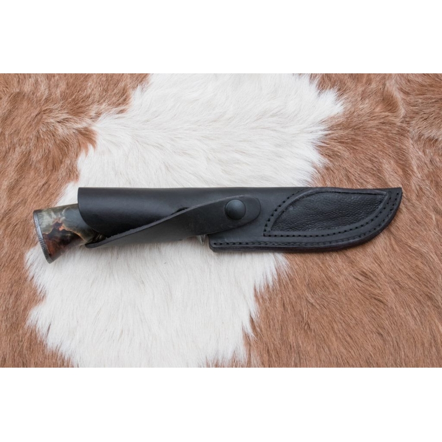 Lovecký damaškový nůž 14 cm kaštan