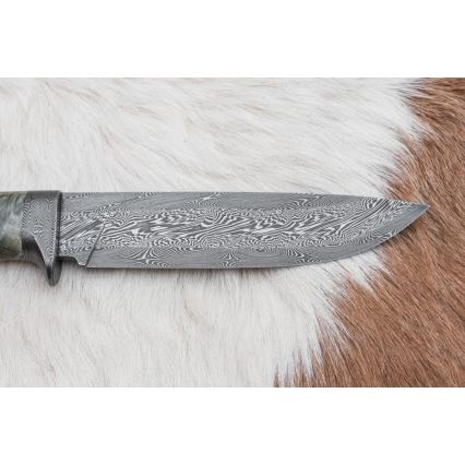 Lovecký damaškový nůž 14 cm kaštan