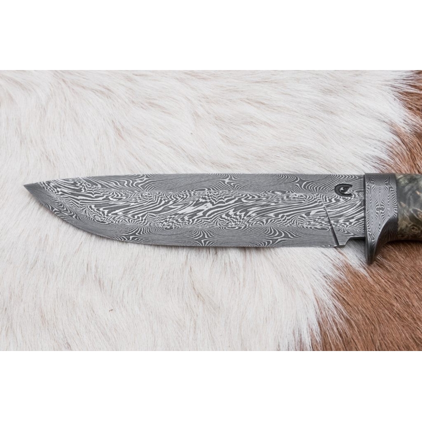 Lovecký damaškový nůž 14 cm kaštan