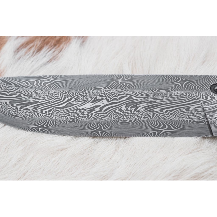 Lovecký damaškový nůž 14 cm kaštan