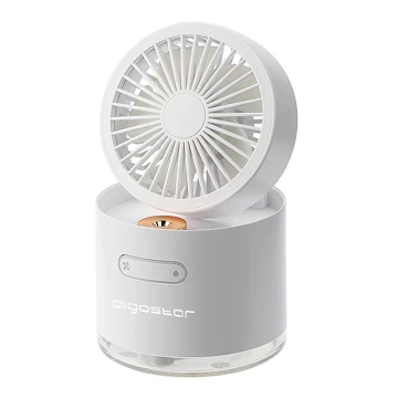 Aigostar - Bezdrátový mini stolní ventilátor se zvlhčovačem 10W/5V bílá