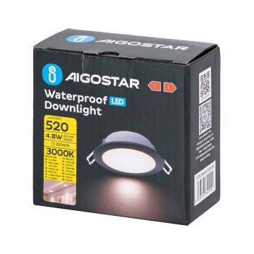 Aigostar - LED Koupelnové podhledové svítidlo LED/4,8W/230V 3000K černá IP65