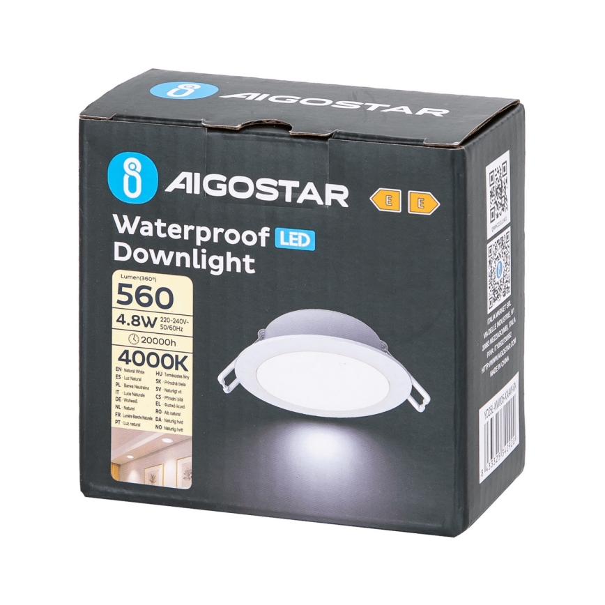 Aigostar - LED Koupelnové podhledové svítidlo LED/4,8W/230V 4000K bílá IP65