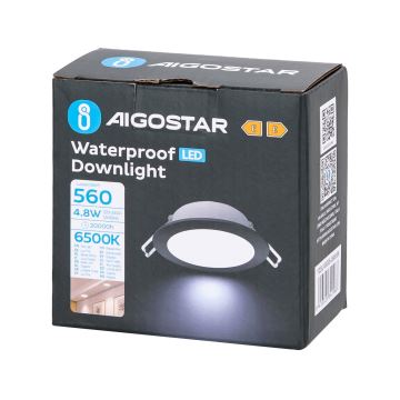 Aigostar - LED Koupelnové podhledové svítidlo LED/4,8W/230V 6500K černá IP65
