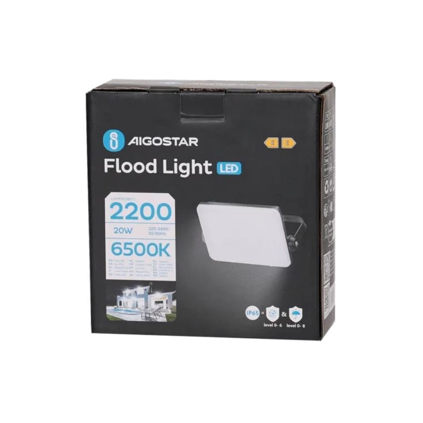 Aigostar - LED Reflektor LED/20W/230V 6500K IP65 černá