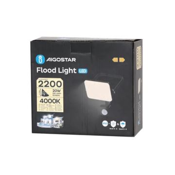 Aigostar - LED Reflektor se senzorem LED/20W/230V 4000K IP65 černá