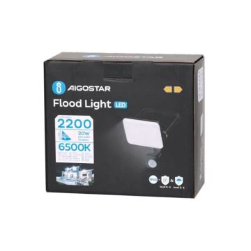 Aigostar - LED Reflektor se senzorem LED/20W/230V 6500K IP65 černá