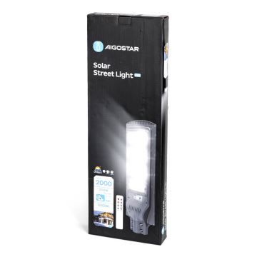 Aigostar - LED Solární pouliční lampa se senzorem LED/200W/3,2V IP65 6500K + dálkové ovládání