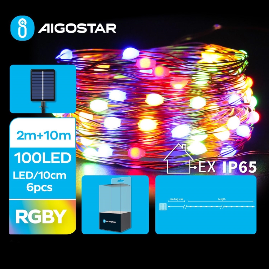 Aigostar - LED Solární vánoční řetěz 100xLED/8 funkcí 12m IP65 multicolor