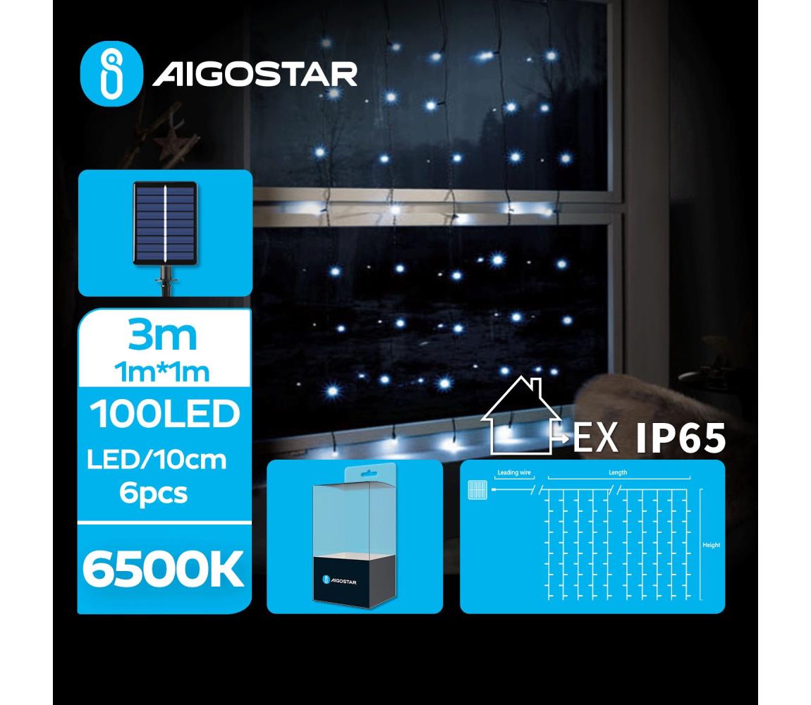 Aigostar B.V. Aigostar - LED Solární vánoční řetěz 100xLED/8 funkcí 4x1m IP65 studená bílá AI0433