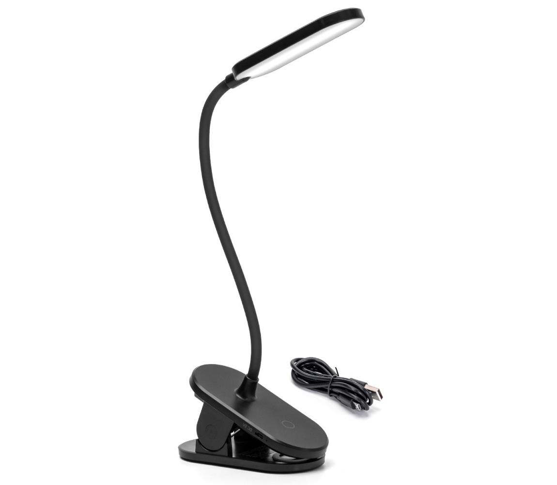 B.V.  - LED Stmívatelná nabíjecí stolní lampa s klipem LED/2,5W/5V černá 