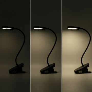 Aigostar - LED Stmívatelná nabíjecí stolní lampa s klipem LED/3W/5V 1800mAh černá