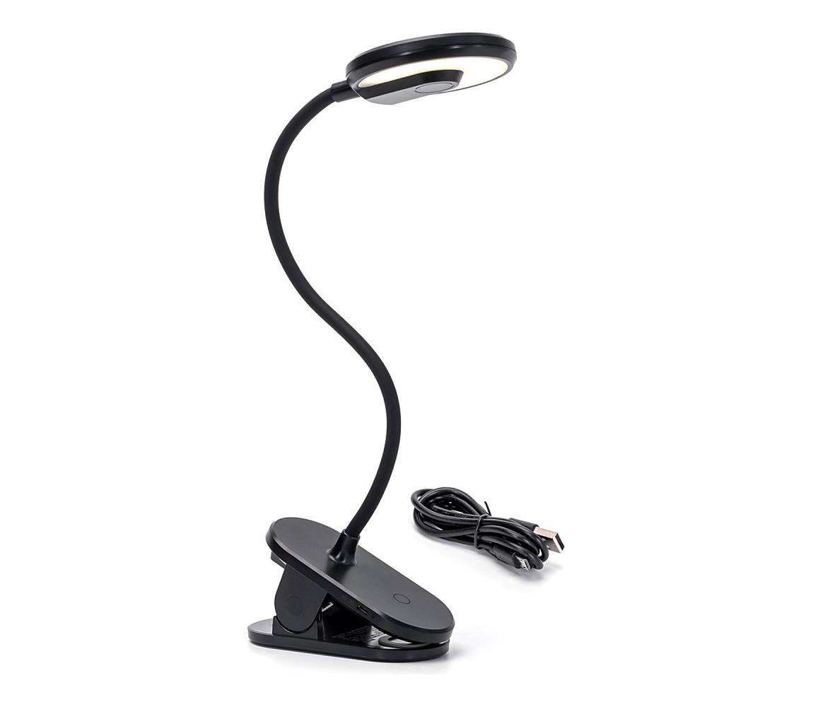  B.V.  - LED Stmívatelná nabíjecí stolní lampa s klipem LED/3W/5V černá 