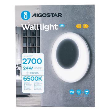 Aigostar - LED Venkovní nástěnné svítidlo LED/24W/230V 6500K IP65 černá