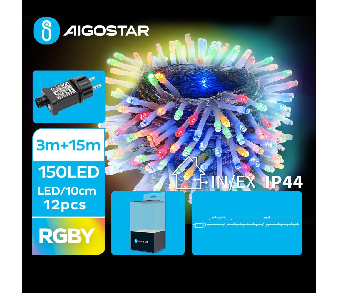 Aigostar B.V. Aigostar - LED Venkovní vánoční řetěz 150xLED/8 funkcí 18m IP44 multicolor AI0454