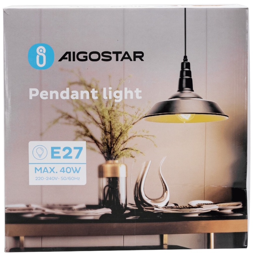 Aigostar - Lustr na lanku 1xE27/60W/230V černá