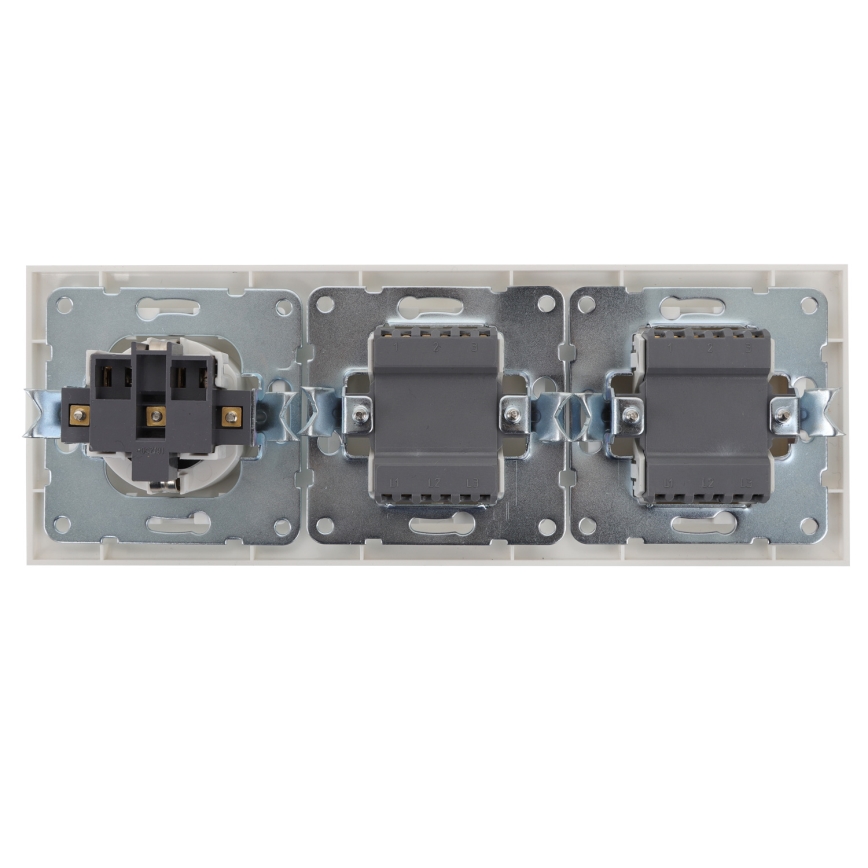 Aigostar - SADA 2x Spínač domovní 2-tlačítkový se zásuvkou 1x16A/250V