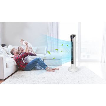 Aigostar - Sloupový ventilátor 50W/230V černá/bílá + dálkové ovládání