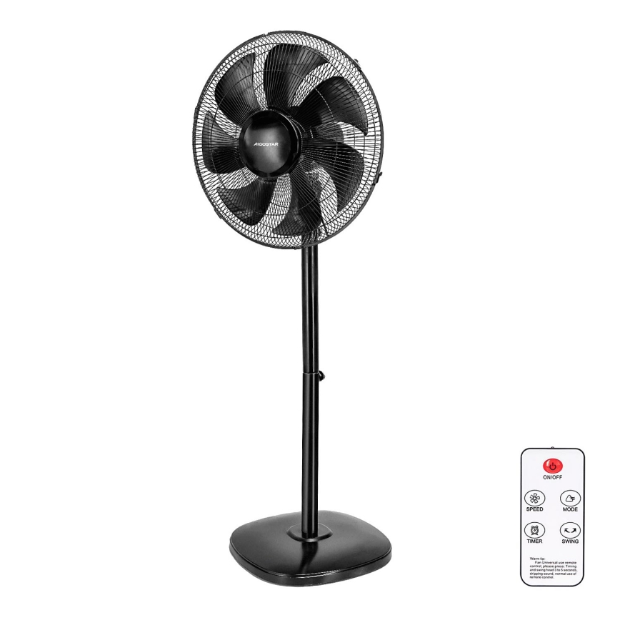 Aigostar - Stojanový ventilátor 55W/230V černá + dálkové ovládání