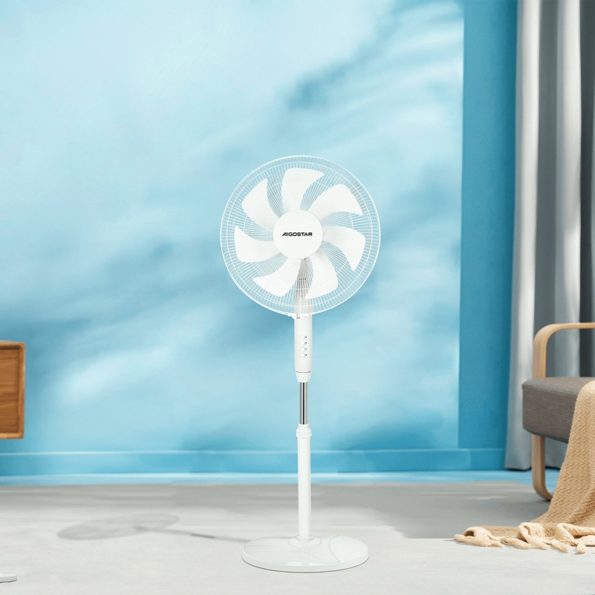 Aigostar - Stojanový ventilátor 60W/230V bílá