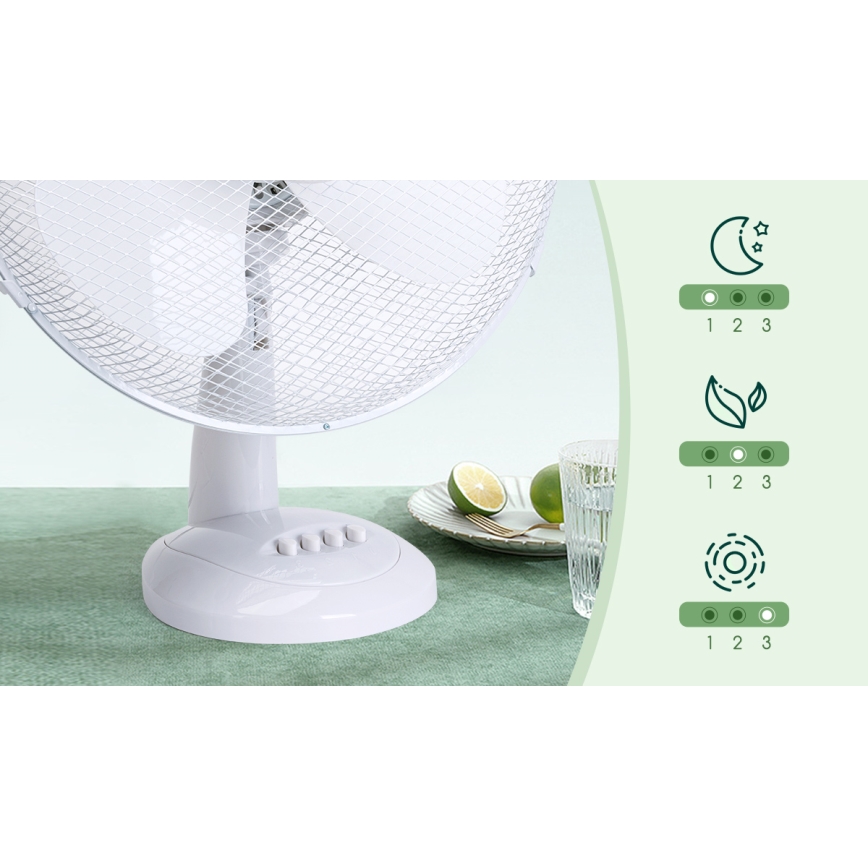 Aigostar - Stolní ventilátor 40W/230V bílá