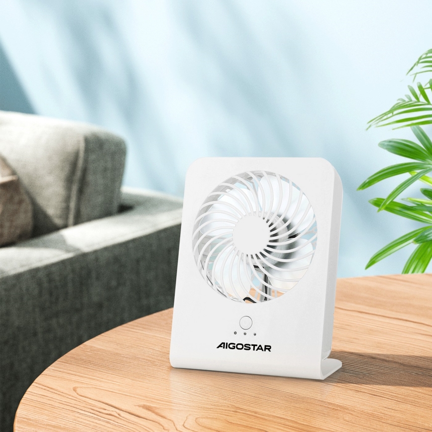 Aigostar - Stolní ventilátor 5W/5V bílá