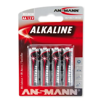 Ansmann 09629 LR6 AA RED - 4ks alkalická baterie 1,5V