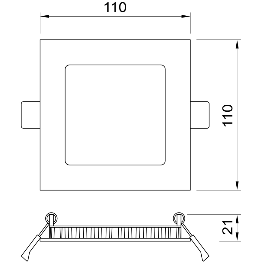 APLED - LED Koupelnové podhledové svítidlo SQUARE LED/6W/230V IP41 110x110 mm