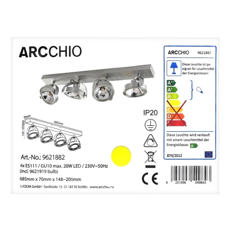Arcchio - LED Bodové svítidlo MUNIN 4xGU10/ES111/11,5W/230V