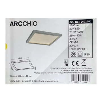 Arcchio - LED Stmívatelné stropní svítidlo SOLVIE LED/20W/230V