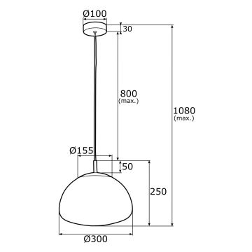 Argon 4332 - Lustr na lanku TRINI 1xE27/15W/230V pr. 30 cm černá