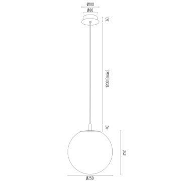 Argon 8513 - Lustr na lanku PALOMA 1xE27/15W/230V pr. 25 cm zlatá/černá