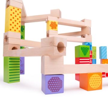 Bigjigs Toys - Dřevěná kuličková dráha barevná