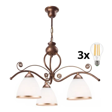 Brilagi - LED Lustr na řetězu ANTICO 3xE27/60W/230V bronz patina