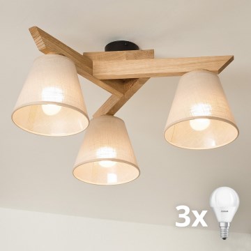 Brilagi - LED  Přisazený lustr ANTHONY 3xE14/40W/230V dub/béžová