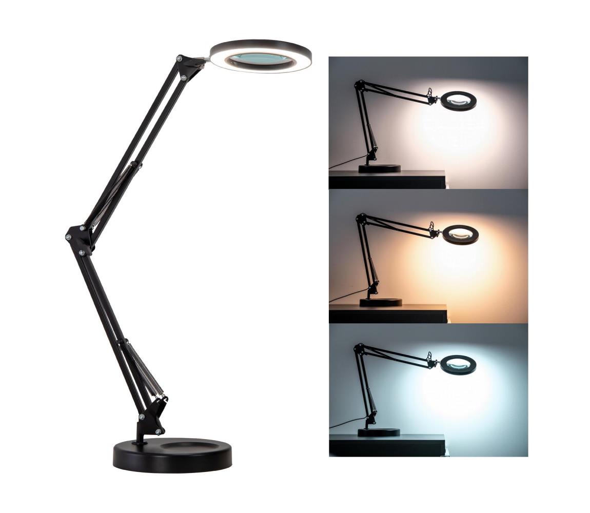 Brilagi Brilagi - LED Stmívatelná stolní lampa s lupou LED/12W/5V 3000/4200/6000K černá 