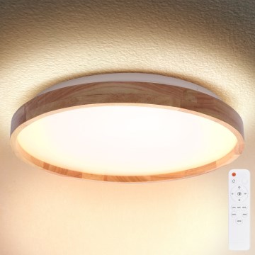 Brilagi - LED Stmívatelné stropní svítidlo ALSON LED/48W/230V 3000-6500K dub pr. 39,5 cm + dálkové ovládání