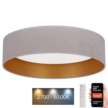 Brilagi - LED Stmívatelné stropní svítidlo VELVET SMART LED/24W/230V pr. 45 cm 2700-6500K Wi-Fi Tuya krémová/zlatá + dálkové ovládání