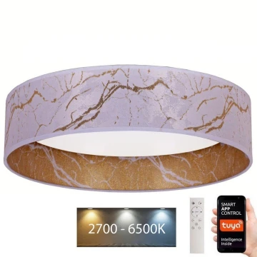 Brilagi - LED Stmívatelné stropní svítidlo VELVET SMART LED/36W/230V pr. 55 cm 2700-6500K Wi-Fi Tuya bílá/zlatá + dálkové ovládání