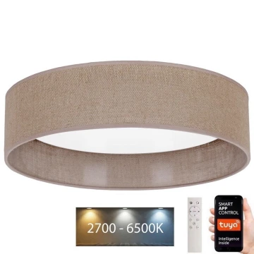 Brilagi - LED Stmívatelné stropní svítidlo VELVET SMART LED/36W/230V pr. 55 cm 2700-6500K Wi-Fi Tuya hnědá + dálkové ovládání