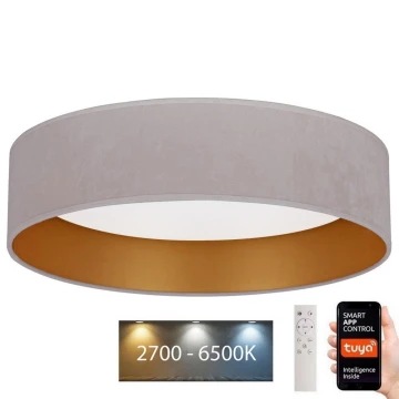 Brilagi - LED Stmívatelné stropní svítidlo VELVET SMART LED/36W/230V pr. 55 cm 2700-6500K Wi-Fi Tuya krémová/zlatá + dálkové ovládání