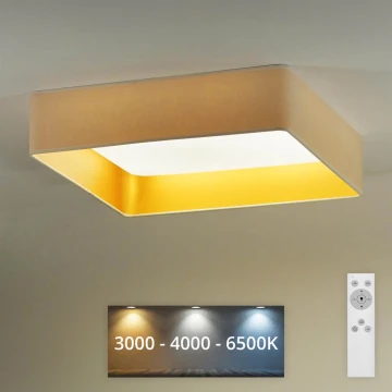 Brilagi - LED Stmívatelné stropní svítidlo VELVET SQUARE LED/24W/230V 3000/4000/6500K + dálkové ovládání krémová