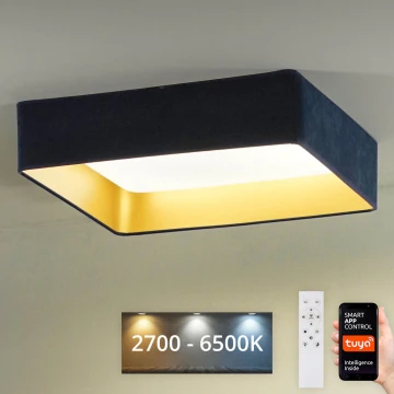 Brilagi - LED Stmívatelné stropní svítidlo VELVET SQUARE SMART LED/36W/230V 2700-6500K Wi-Fi Tuya + dálkové ovládání tmavě modrá